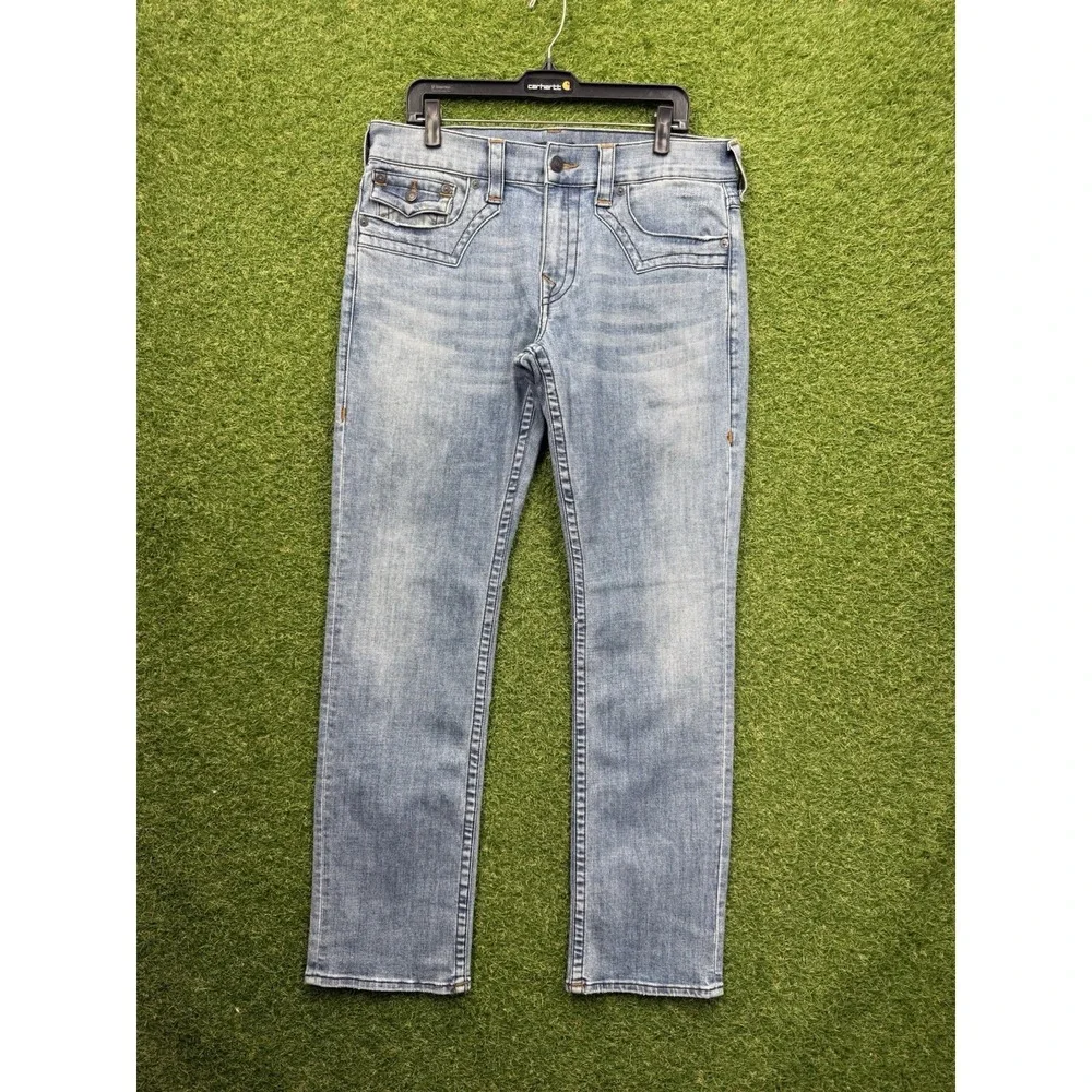 True Religion Jeans Mens 33 Ricky Flap Pockets Relaxed Straight Denim Y2K